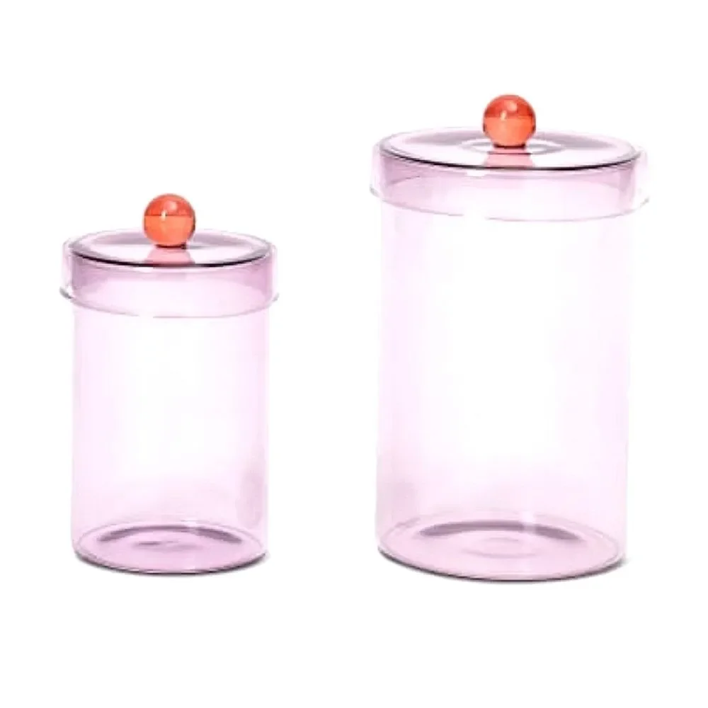 Core‎ Kitchen 2-PC Glass Canister Set- Pink